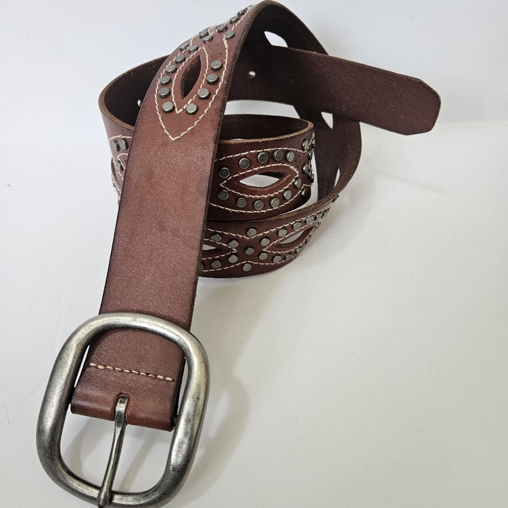 Belt Fossil Leather Studded size Large. - Picture 2 of 9